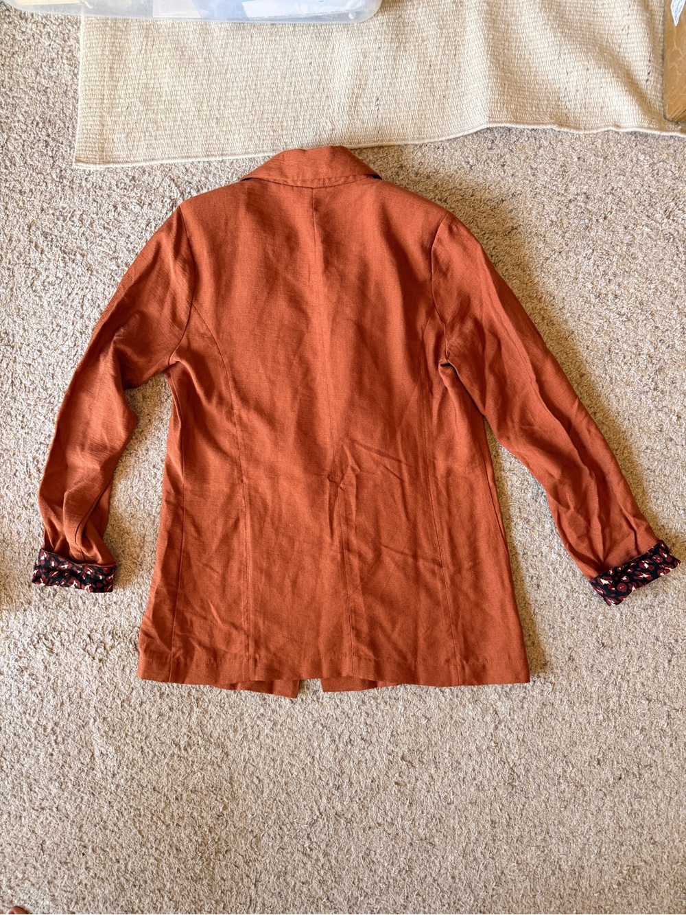 Rust Single-Button Lightweight Blazer Jacket - Picture 2 of 7